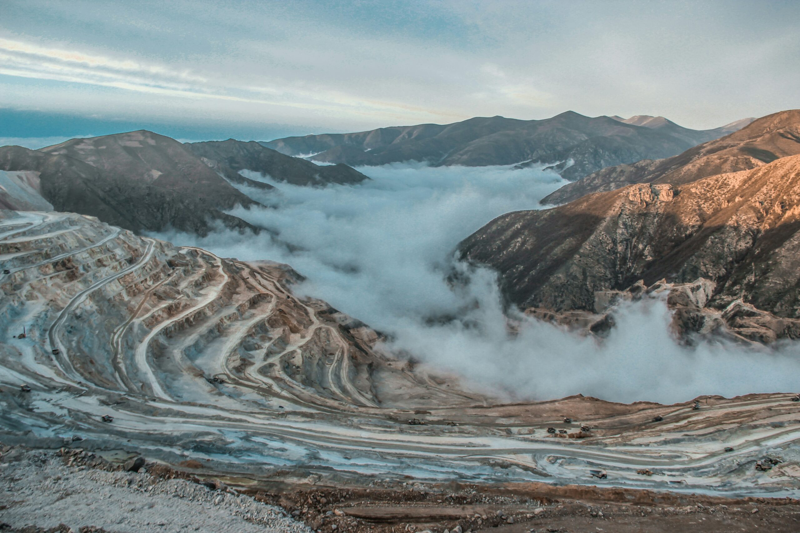 Low hanging cloud over a gold mine